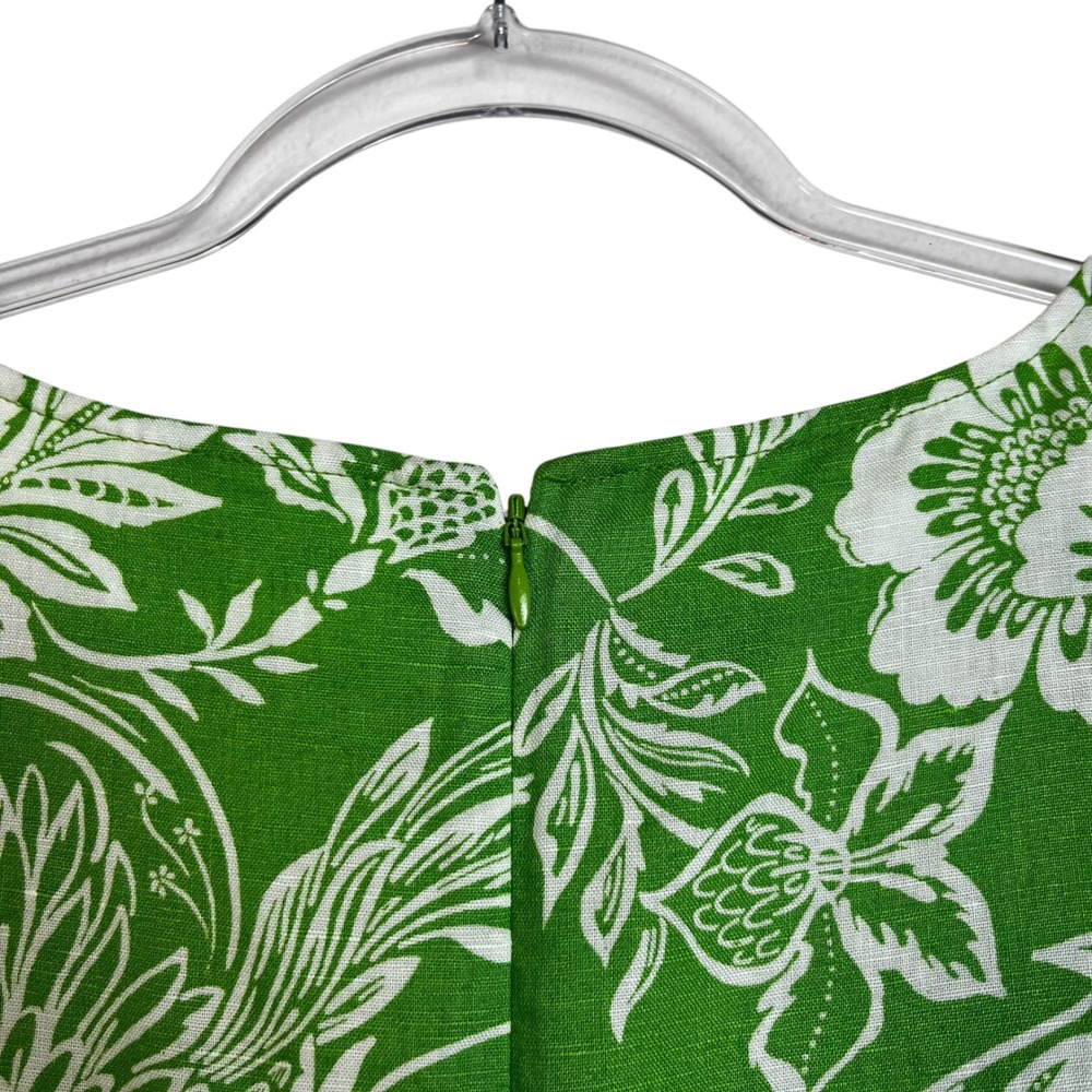 Goodthreads Green Floral Linen Blend Flutter Sleeve Tiered Mini Dress Womens M‎ - Picture 9 of 10